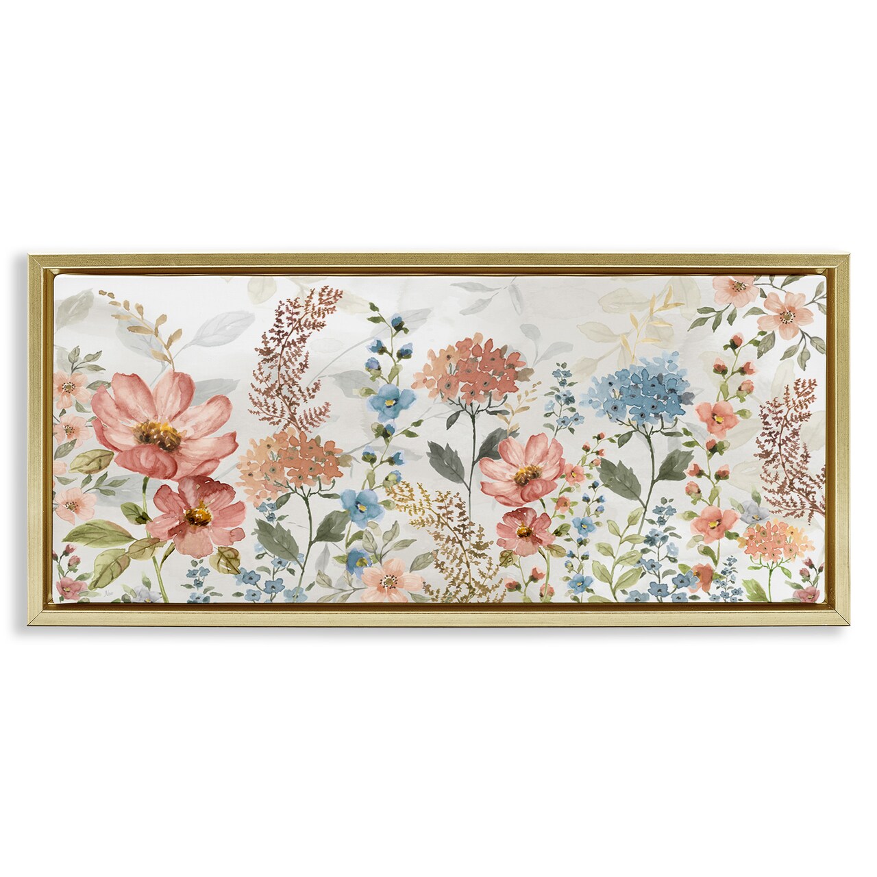 Stupell Industries Pastel Spring Florals Framed Floater Canvas Wall Art